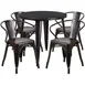 Flash Furniture CH-51090TH-4-18ARM-BQ-GG 30" Round Table Set, 29"H, 4 Chairs, Black & Antique Gold 1 image