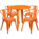 Flash Furniture CH-51090TH-4-18ARM-OR-GG 30" Round Table Set, 29"H, Orange, 4 Chairs, Powder Coat Finish 1 image