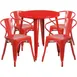 Flash Furniture CH-51090TH-4-18ARM-RED-GG 30" Round Table Set, Red, 29"H, 4 Chairs, Powder Coat Finish 1 image