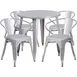 Flash Furniture CH-51090TH-4-18ARM-SIL-GG 30" Round Table & 4 Chairs Set, Silver, Powder Coat Finish 1 image