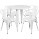 Flash Furniture CH-51090TH-4-18ARM-WH-GG 30" Round Table Set, White, 29"H, 4 Chairs, Powder Coat Finish 1 image