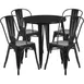 Flash Furniture CH-51090TH-4-18CAFE-BK-GG 30" Round Table & 4 Chair Set, Black Powder Coat Finish, Metal, 29"H 1 image