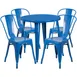 Flash Furniture CH-51090TH-4-18CAFE-BL-GG 30" Round Table & 4 Chair Set, Blue Powder Coat Finish, Metal, Indoor/Outdoor 1 image