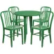 Flash Furniture CH-51090TH-4-18VRT-GN-GG 30" Round Table & 4 Chair Set, Green Powder Coat, Metal, 29.5"H Table, 33.25"H Chairs 1 image