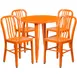 Flash Furniture CH-51090TH-4-18VRT-OR-GG 30" Round Table & 4 Chair Set, Orange, Powder Coat Finish 1 image
