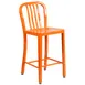 Flash Furniture CH-61200-24-OR-GG Counter Height Orange Bar Stool with Slat Back, 500 lb. Capacity, Galvanized Steel 1 image