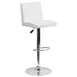 Flash Furniture CH-92066-WH-GG Swivel Bar Stool, Upholstered Back & Seat, White Vinyl, Adjustable Height, 17-5/8" Chrome Base 1 image