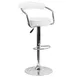 Flash Furniture CH-TC3-1060-WH-GG Swivel Bar Stool with Upholstered Seat and Back, White Vinyl, Chrome Arms, Adjustable Height 1 image