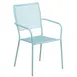 Flash Furniture CO-2-SKY-GG Patio Stacking Armchair, Square Back, Metal Seat & Back, Steel Frame, Sky Blue Powder Coat 1 image