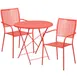 Flash Furniture CO-30RDF-02CHR2-RED-GG 30in Round Patio Table Set with 2 Stacking Chairs, 28in Height, 300 lbs Weight Capacity, Steel, Red 1 image