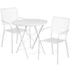 Flash Furniture CO-30RDF-02CHR2-WH-GG 30in Round Patio Table Set, White, 28H, 300 lbs, Steel, Powder Coat Finish, 2 Chairs 1 image