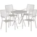 Flash Furniture CO-30RDF-02CHR4-SIL-GG 30in Round Patio Table Set, 28in Height, 4 Stacking Arm Chairs, Light Gray Powder Coat Finish, Steel 1 image
