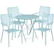 Flash Furniture CO-30RDF-02CHR4-SKY-GG 30" Round Patio Table Set, 28"H, 4 Stacking Arm Chairs, Sky Blue Powder Coat Finish, Steel 1 image