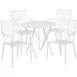 Flash Furniture CO-30RDF-02CHR4-WH-GG 30 Round Patio Table Set, 28H, White Powder Coat, 4 Stacking Chairs, 300 lbs 1 image