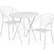 Flash Furniture CO-30RDF-03CHR2-WH-GG 30" Round Patio Table Set, 28"H, White Powder Coat Finish, 300 lb Chair Capacity, Steel 1 image
