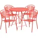Flash Furniture CO-30RDF-03CHR4-RED-GG 30in Round Patio Table Set with 4 Stacking Chairs, 28inH, Steel, Powder Coat Finish, 300 lbs Weight Capacity 1 image