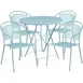 Flash Furniture CO-30RDF-03CHR4-SKY-GG 30in Round Patio Table Set, 28in Height, 4 Stacking Arm Chairs, Sky Blue Powder Coat Finish 1 image