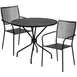 Flash Furniture CO-35RD-02CHR2-BK-GG 35.25in Round Patio Table Set with 2 Stacking Arm Chairs, Black Powder Coat Finish, 300 lb Weight Capacity 1 image