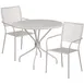 Flash Furniture CO-35RD-02CHR2-SIL-GG 35 Round Patio Table Set with 2 Stacking Arm Chairs, 300 lb Weight Capacity, Powder Coat Finish 1 image