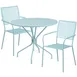Flash Furniture CO-35RD-02CHR2-SKY-GG 35" Round Patio Table Set with 2 Stacking Arm Chairs, Sky Blue Powder Coat Finish, 300 lb Weight Capacity 1 image