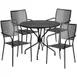 Flash Furniture CO-35RD-02CHR4-BK-GG 35" Round Patio Table Set with 4 Stacking Arm Chairs, Black Powder Coat Finish, 300 lbs Weight Capacity 1 image