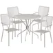 Flash Furniture CO-35RD-02CHR4-SIL-GG 35" Round Patio Table Set with 4 Stacking Arm Chairs, 300 lb. Weight Capacity, Light Gray Powder Coat Finish 1 image