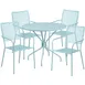 Flash Furniture CO-35RD-02CHR4-SKY-GG 35" Round Patio Table Set with 4 Stacking Arm Chairs, Sky Blue Powder Coat Finish, 300 lbs Weight Capacity 1 image