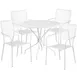 Flash Furniture CO-35RD-02CHR4-WH-GG Outdoor Patio Table Set, 35.25" Round Table, 4 Stacking Arm Chairs, White Powder Coat Finish, 300 lbs 1 image