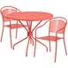 Flash Furniture CO-35RD-03CHR2-RED-GG 35.25in Round Patio Table Set, Coral, 300 lb Capacity, Steel, Powder Coat Finish 1 image