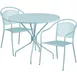 Flash Furniture CO-35RD-03CHR2-SKY-GG 35" Round Patio Table Set with 2 Stacking Arm Chairs, Sky Blue, 300 lb Weight Capacity 1 image