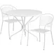 Flash Furniture CO-35RD-03CHR2-WH-GG 35" Round Patio Table Set with 2 Stacking Arm Chairs, White Powder Coat Finish, 300 lbs Weight Capacity 1 image