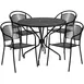 Flash Furniture CO-35RD-03CHR4-BK-GG 35.25in Round Patio Table Set, 4 Stacking Arm Chairs, Black Powder Coat Finish, 300 lbs Weight Capacity 1 image