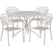 Flash Furniture CO-35RD-03CHR4-SIL-GG 35.25in Round Patio Table Set with 4 Stacking Arm Chairs, Light Gray Powder Coat Finish, 300 lbs Weight Capacity 1 image