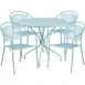 Flash Furniture CO-35RD-03CHR4-SKY-GG 35" Round Patio Table Set with 4 Stacking Arm Chairs, Sky Blue Powder Coat Finish, 300 lb Weight Capacity 1 image