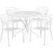 Flash Furniture CO-35RD-03CHR4-WH-GG 35.25in Round Patio Table Set, White Powder Coat Finish, 300 lbs Weight Capacity 1 image