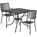 Flash Furniture CO-35SQ-02CHR2-BK-GG 35 Square Patio Table Set, Black, 300 lb, Steel, Powder Coat Finish 1 image