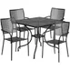 Flash Furniture CO-35SQ-02CHR4-BK-GG 35" Square Patio Table Set with 4 Stacking Chairs, Black Powder Coat Finish, Steel 1 image