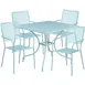 Flash Furniture CO-35SQ-02CHR4-SKY-GG 35 Square Patio Table Set, Sky Blue, 300 lb, Steel, Powder Coat Finish 1 image