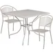 Flash Furniture CO-35SQ-03CHR2-SIL-GG 35 Square Patio Table Set, 28 Height, 2 Stacking Arm Chairs, Steel, Powder Coat Finish, Light Gray 1 image