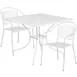 Flash Furniture CO-35SQ-03CHR2-WH-GG 35" Square Patio Table Set, White, 2 Chairs, 300 lbs, Steel, Powder Coat Finish 1 image