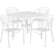 Flash Furniture CO-35SQ-03CHR4-WH-GG 35 Square Patio Table Set, White, 28H, 4 Chairs, 300 lb Capacity 1 image