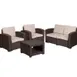 Flash Furniture DAD-SF-112T-CBN-GG 4-Piece Outdoor Patio Set, Faux Rattan, Chocolate Brown, Resin Frame, 32H Chairs & Loveseat 1 image