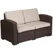 Flash Furniture DAD-SF1-2-GG Outdoor Loveseat, 55.5"W x 28"D x 32"H, Faux Rattan, Beige Cushions, Chocolate Brown 1 image