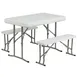 Flash Furniture DAD-YCZ-103-GG 41" Rectangular Folding Table & Benches, 330 lb Table Capacity, Gray Powder Coated Metal, Granite White Plastic Top 1 image