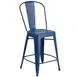 Flash Furniture ET-3534-24-AB-GG Antique Blue Galvanized Steel Counter Height Outdoor Bar Stool, 500 lb. 1 image