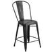 Flash Furniture ET-3534-24-BK-GG Counter Height Bar Stool, 500 lb. Capacity, Black Galvanized Steel, Curved Back, Armless 1 image