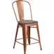 Flash Furniture ET-3534-24-POC-WD-GG Counter Height Bar Stool, 500 lb. Capacity, Copper Finish, Wood Seat, Metal Back 1 image