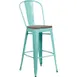 Flash Furniture ET-3534-30-MINT-WD-GG Mint Green Bar Stool, 500 lb. Capacity, Galvanized Steel Frame, Wood Seat, Distressed Finish 1 image