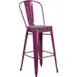 Flash Furniture ET-3534-30-PUR-WD-GG Purple Bar Stool, 500 lb. Capacity, Galvanized Steel Frame, Wood Seat, Distressed Finish 1 image