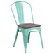Flash Furniture ET-3534-MINT-WD-GG Stacking Side Chair, 500 lb, Metal Curved Back, Wood Seat, Mint Green 1 image